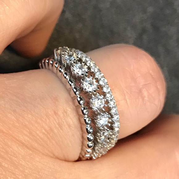 Unique Stack Ring Set, Sterling Silver & CZ - Picture 10 of 10